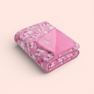 Paris Hilton Pink Butterfly Reversible Throw Blanket